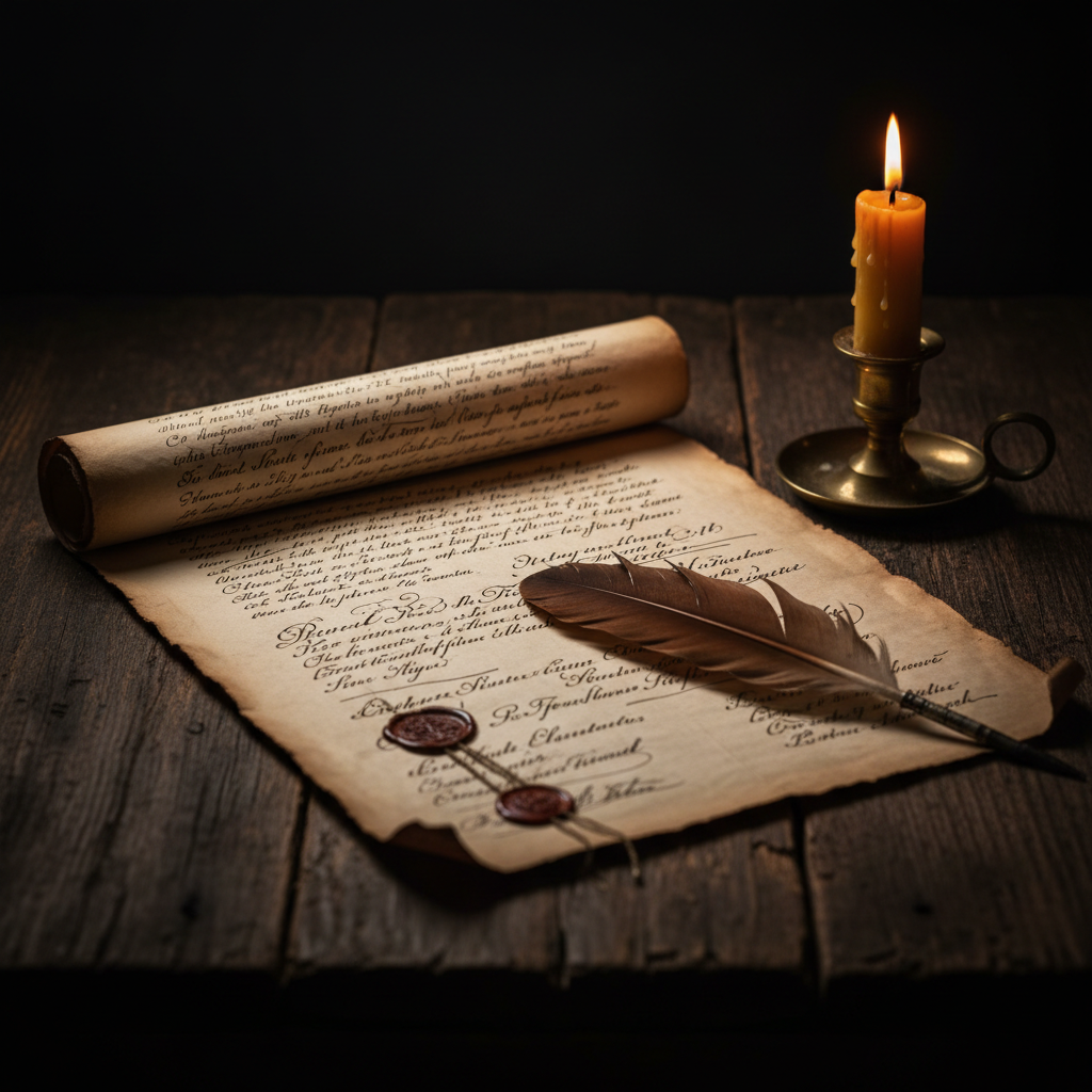 Historical treaty document signing scene with Cherokee and US representatives at a wooden table, 1830s period
