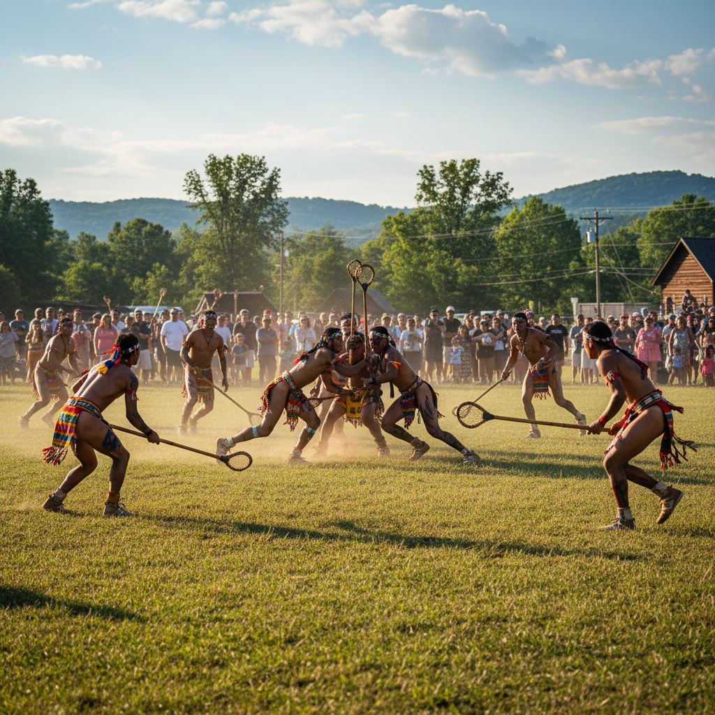 Cherokee ceremonial water drum and other traditional instruments arranged near a fire at a stomp ground